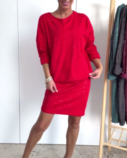 Glittering Round Neck Fashion Dress