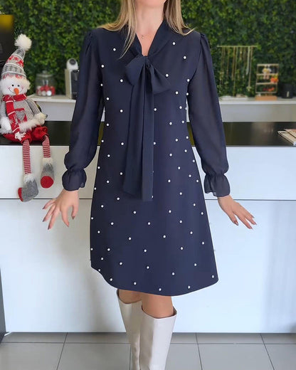 Relaxed Long-Sleeve Patchwork Maxi Dress