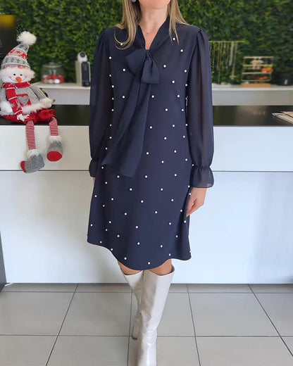 Relaxed Long-Sleeve Patchwork Maxi Dress