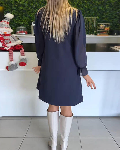 Relaxed Long-Sleeve Patchwork Maxi Dress